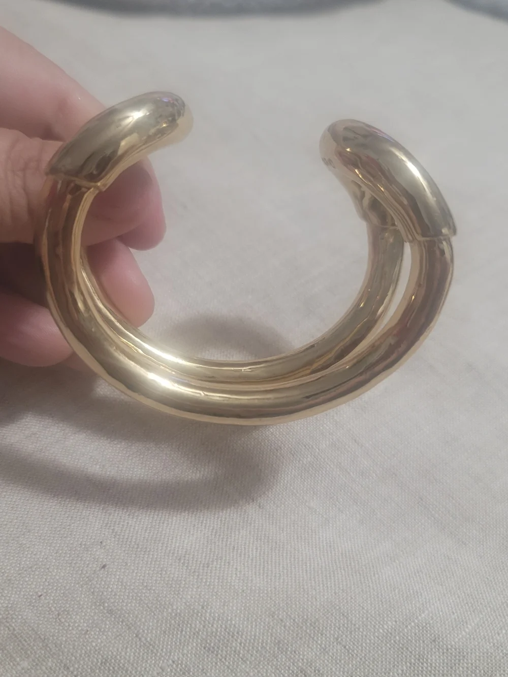 Polished Gold Double-Band Open Cuff Bracelet - Women's Jewelry